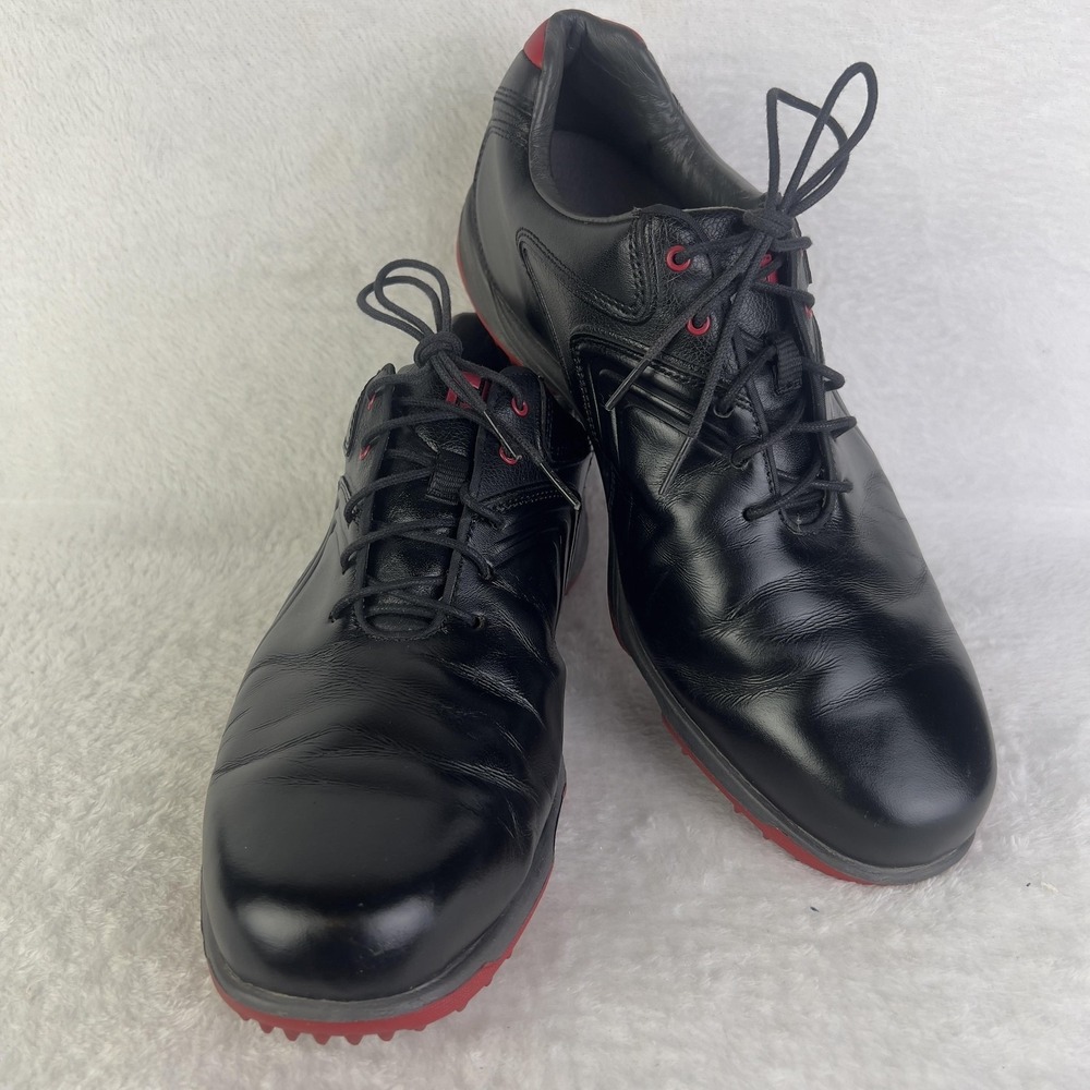 FootJoy Shoes Mens 12 Black Red Leather Spiked‎ Golf Cleats Sneakers